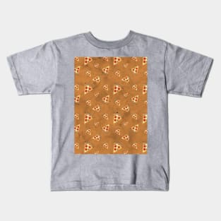 Cool pizza slices vintage orange brown pattern Kids T-Shirt